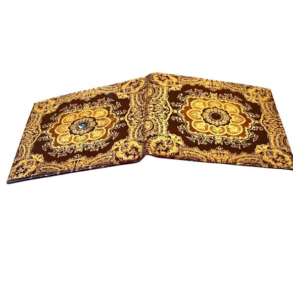 Mannelli Florence Italy Pelletterie Vintage Wallet Bi-Fold Change Gold Embossed - Picture 7 of 14